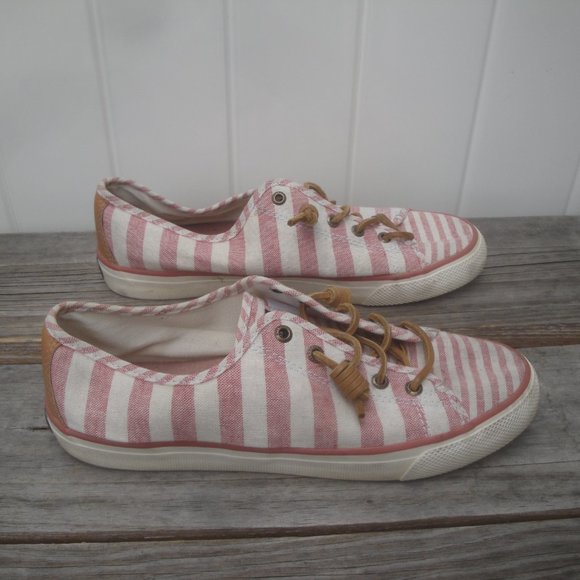 Sperry Women's Shoes Size 8.5 Boat Shoes Red White Striped Seacoast Preppy - Picture 5 of 9